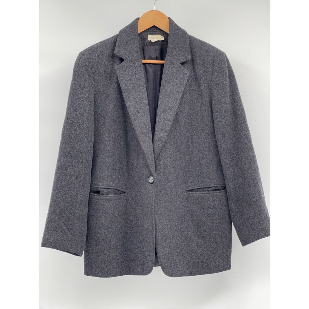J. Crew Wool‎ Blazer Women Size 8 Gray Vintage